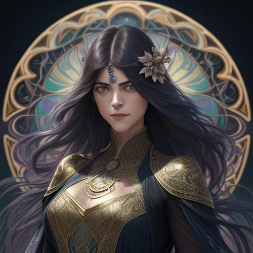 Enigmatic Portrait in Art Nouveau Style