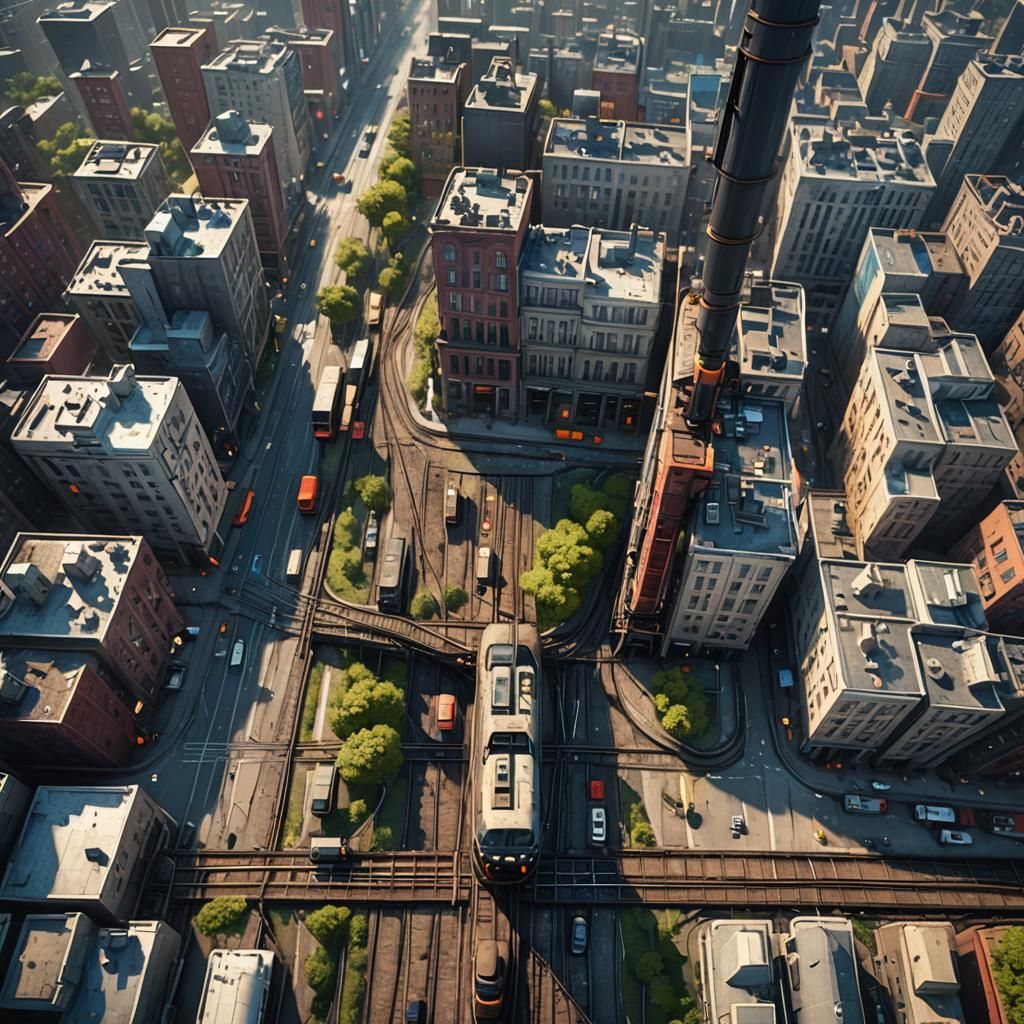 City View with Train as Fantasy Concept Art