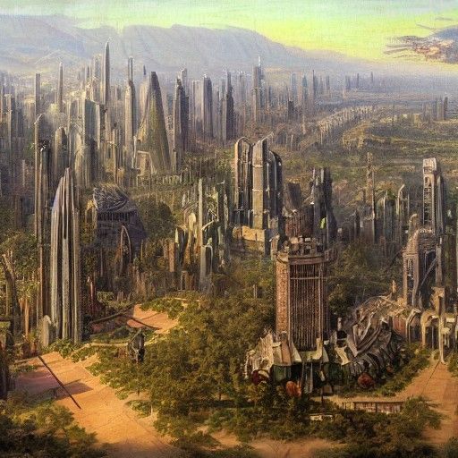 Futuristic Garden City in Renaissance Style