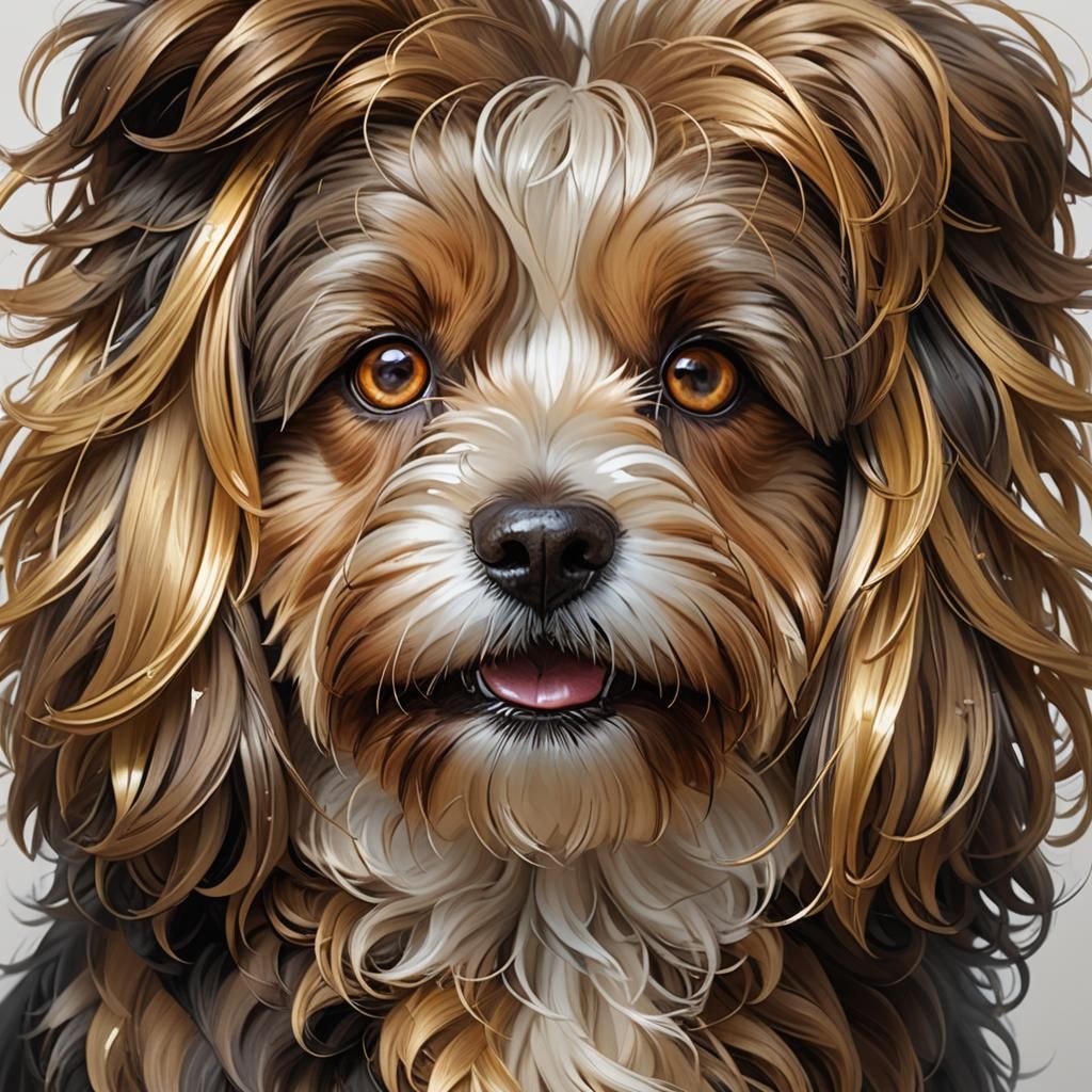 Shaggy Havanese Dog Portrait in Hyperdetailed Style