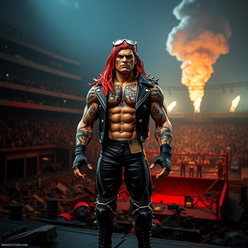 Cyberpunk Warrior Unleashed in Post-Apocalyptic Arena