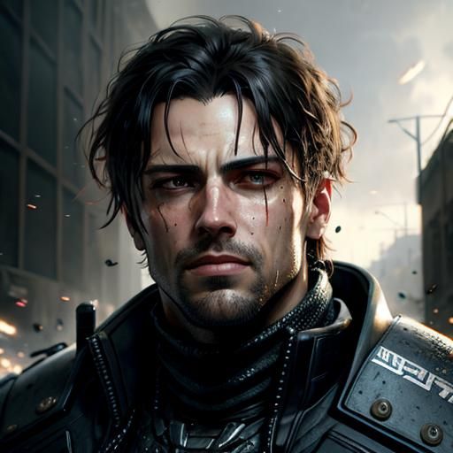 Dramatic Rioter Portrait with Wet Wash Effect