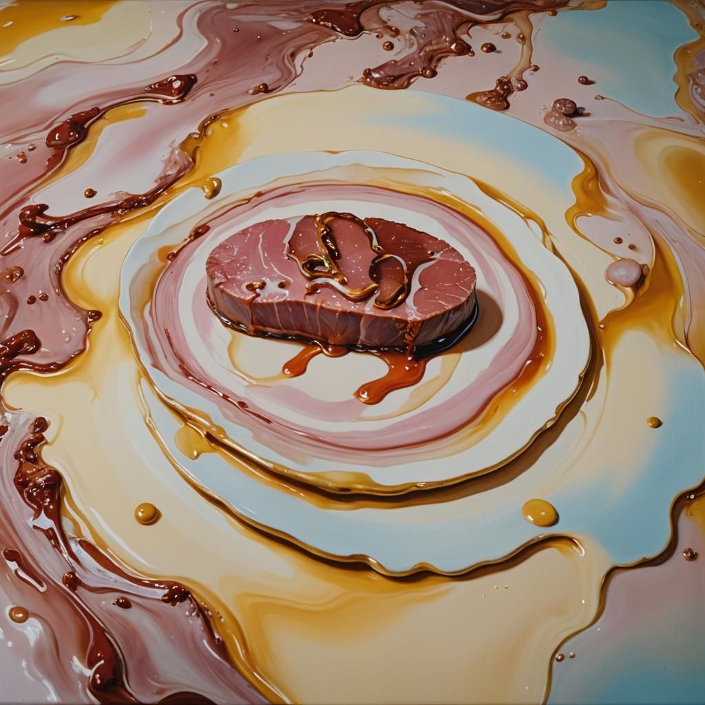 Melting Beef Bologna: A Surrealist Oil Painting