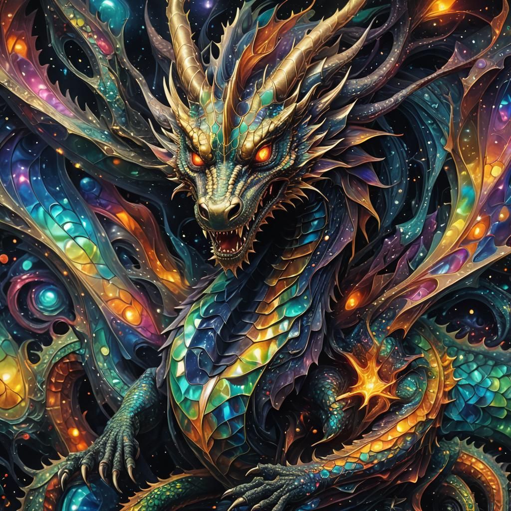 Shimmering Iridescent Dragon: A Cosmic Horror Masterpiece