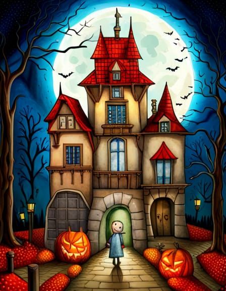 Adorable Halloween Vampire in Cubist Aquarelle Style