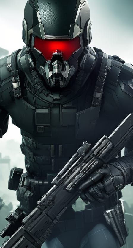 Dystopian Cybernetic Soldier Portrait in Biopunk Style