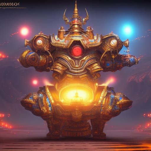 AI Robot CEO in Gold Galaxy Tuk-Tuk: Fantasy Art