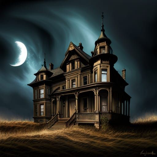 Haunted House Horror in Dark Fantasy Style