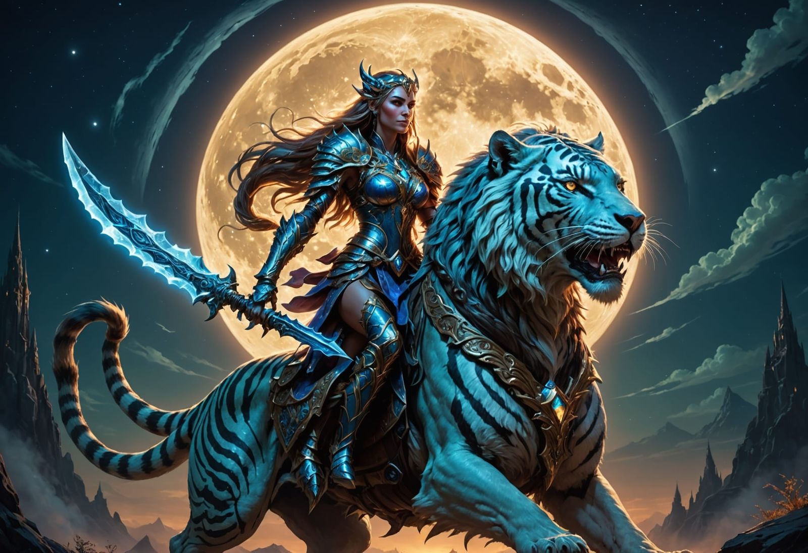 Blood Elf Queen on Spectral Saber-Tooth Tiger