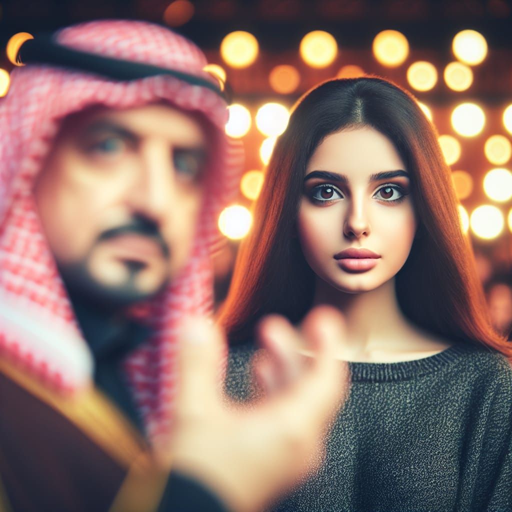 Spellbound Arabian Woman Under Stage Hypnotist's Gaze