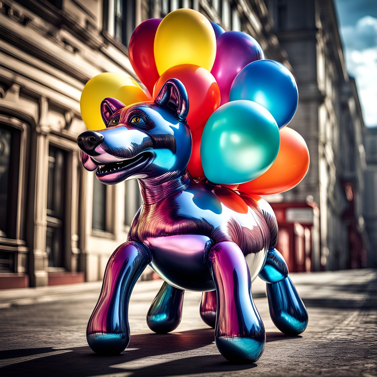 Hyperrealistic Colorful Balloon Animal in HDR