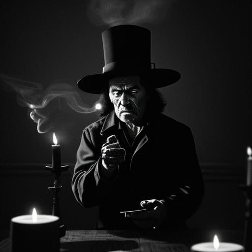 Dramatic Film Noir Root Worker Performing Hoodoo