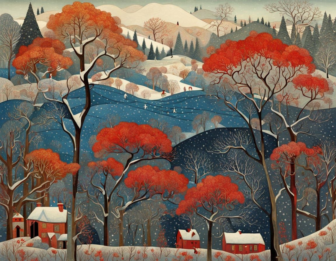 Winter Landscape in Earthy Medieval Style