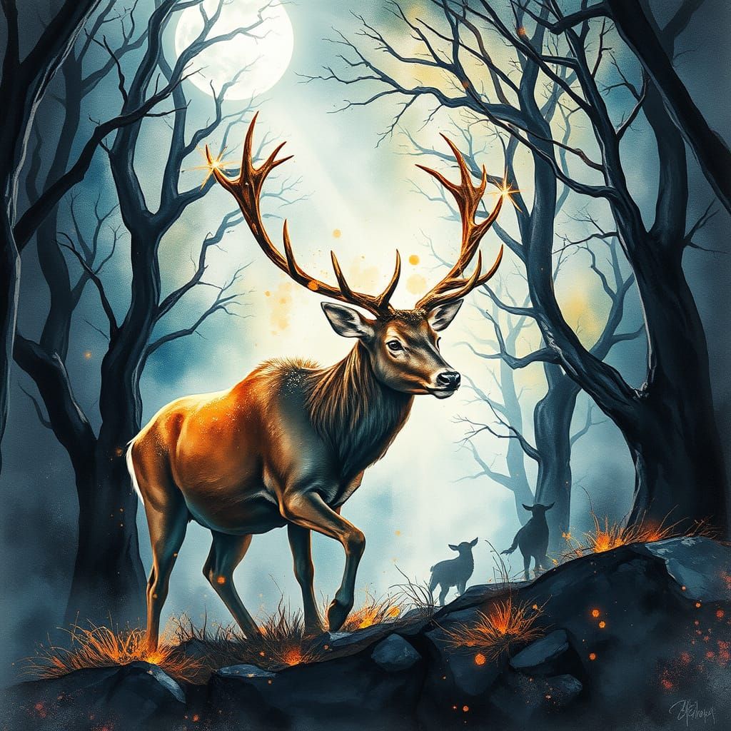 Stellar Stag in Enchanted Forest