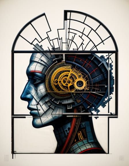 Surreal Brain-Drive Connection in Double Exposure