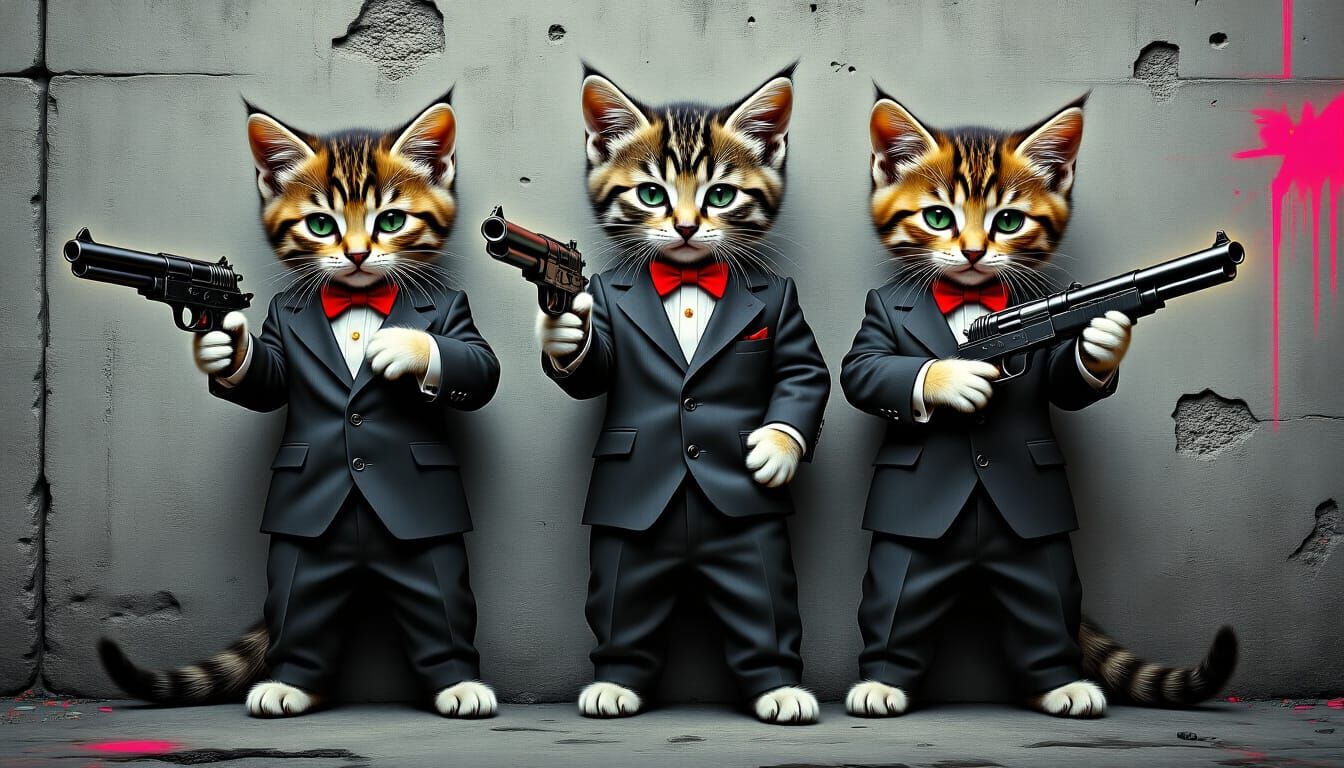 Surreal Kittens in 1920s Gangster Suits