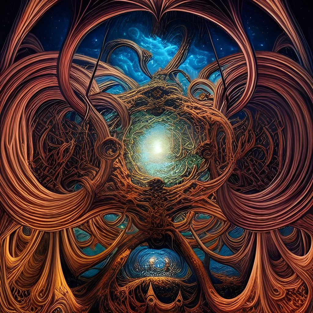 Cosmic Macrocosm: Detailed Digital Gothic Art