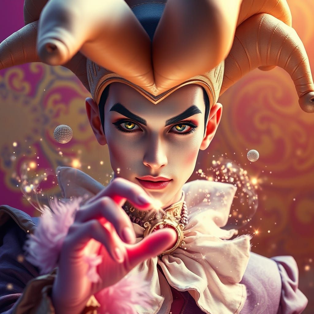 Enigmatic Jester in Whimsical Magic