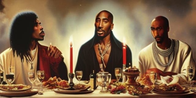 Heavenly Dinner: Jackson, Shakur, and James in Paradise