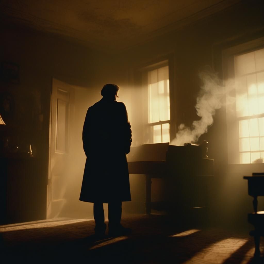 Mysterious Stranger Arrives: Cinematic Neo-Noir Scene