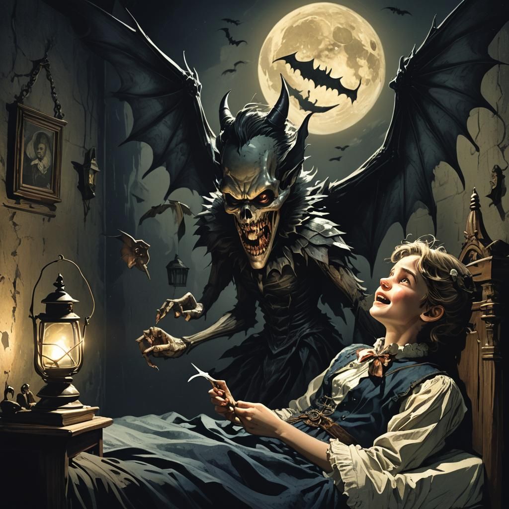 Dark Fantasy Tooth Fairy Collecting Teeth