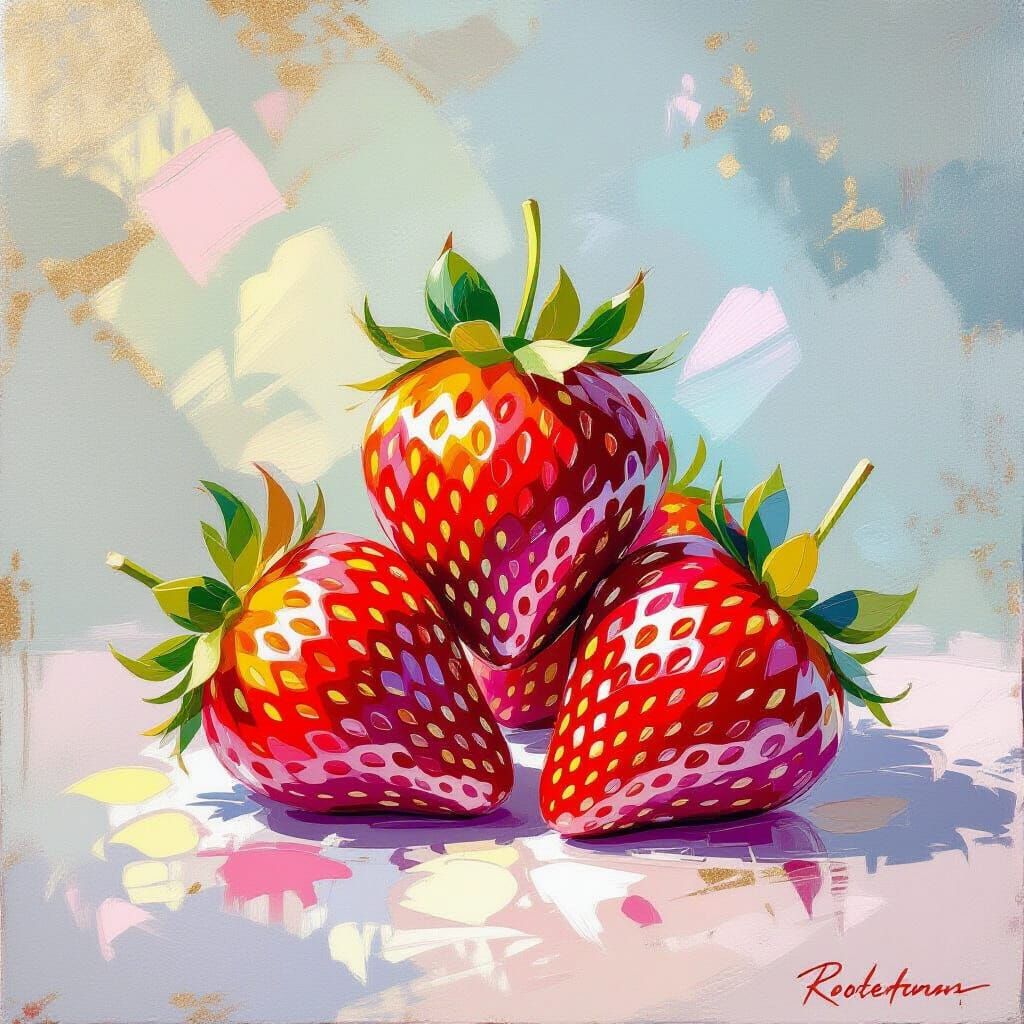 Impressionistic Strawberries in Meta-Modern Romanticism Styl...