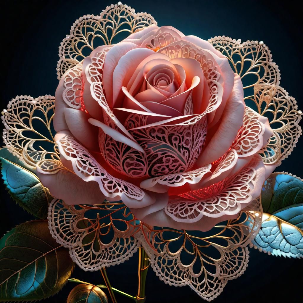 Intricate Lace Rose in Full Bloom