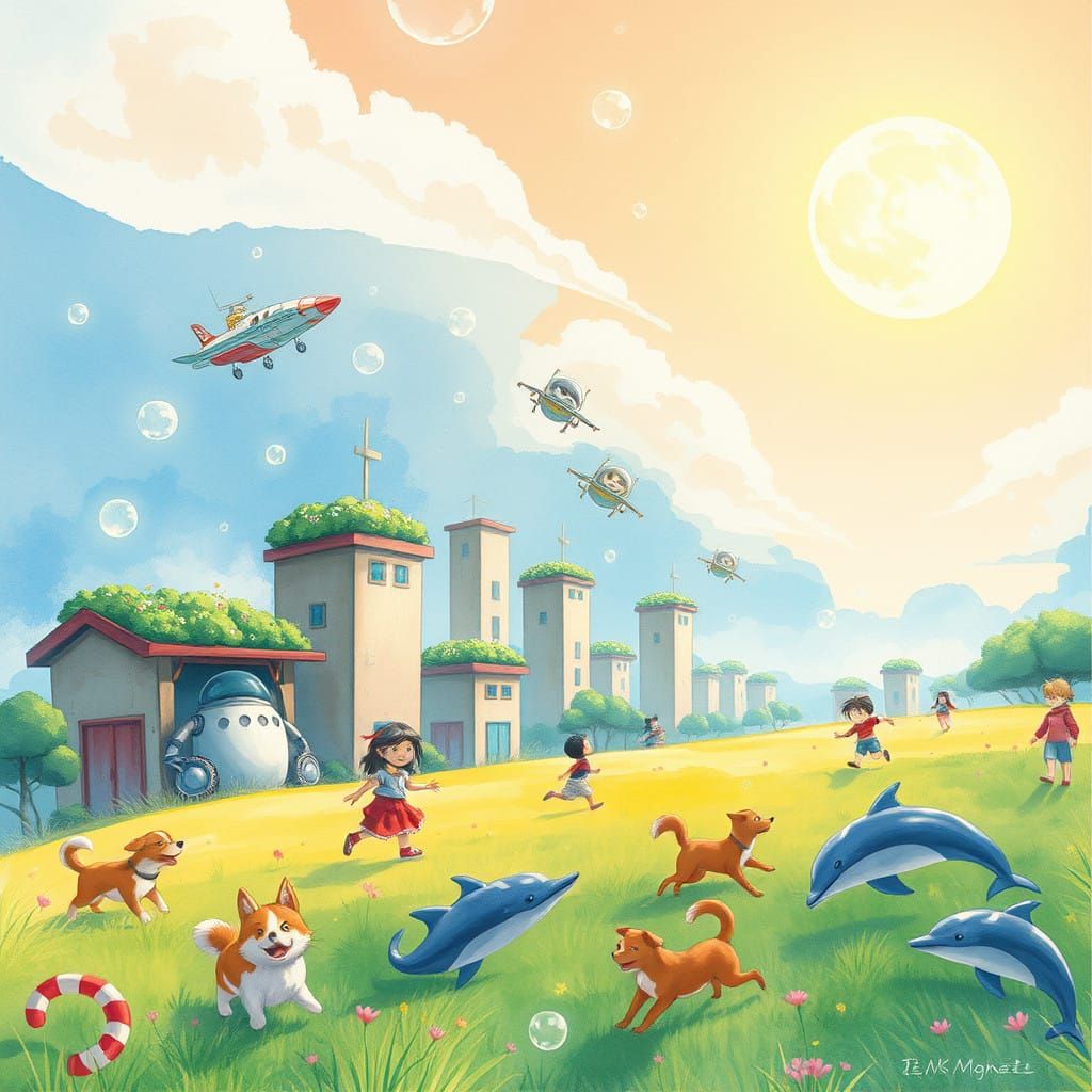 Whimsical Watercolor Artwork of Fantastical Worlds and Joyfu...