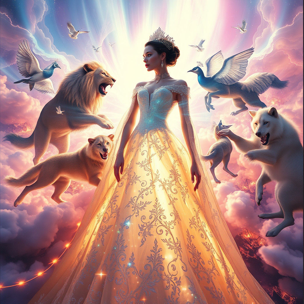 Dreamlike Metamorphosis: Victorian Siren in Aurora Borealis