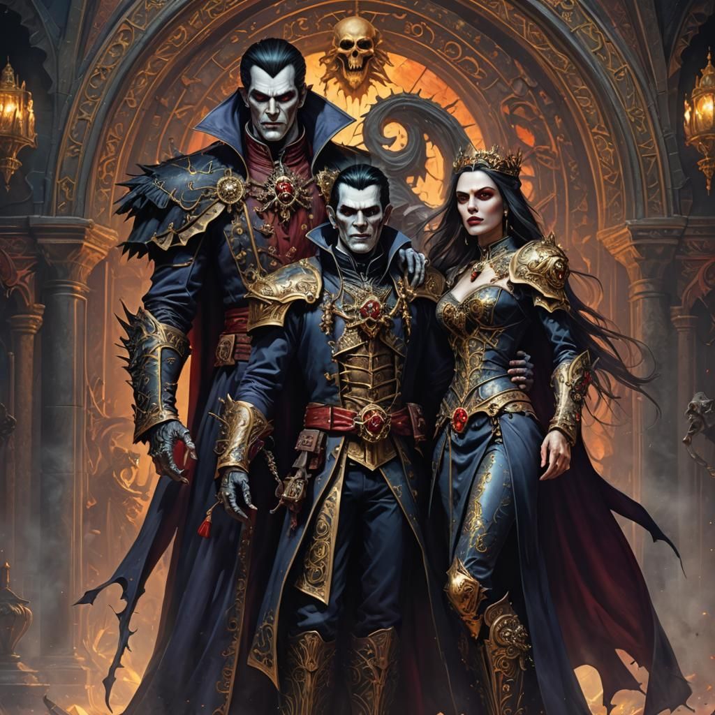 Elegant Vampire Counts Couple in Warhammer Style