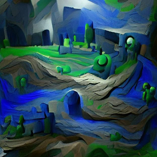 Dark Luminescent detailed Underground landscape
