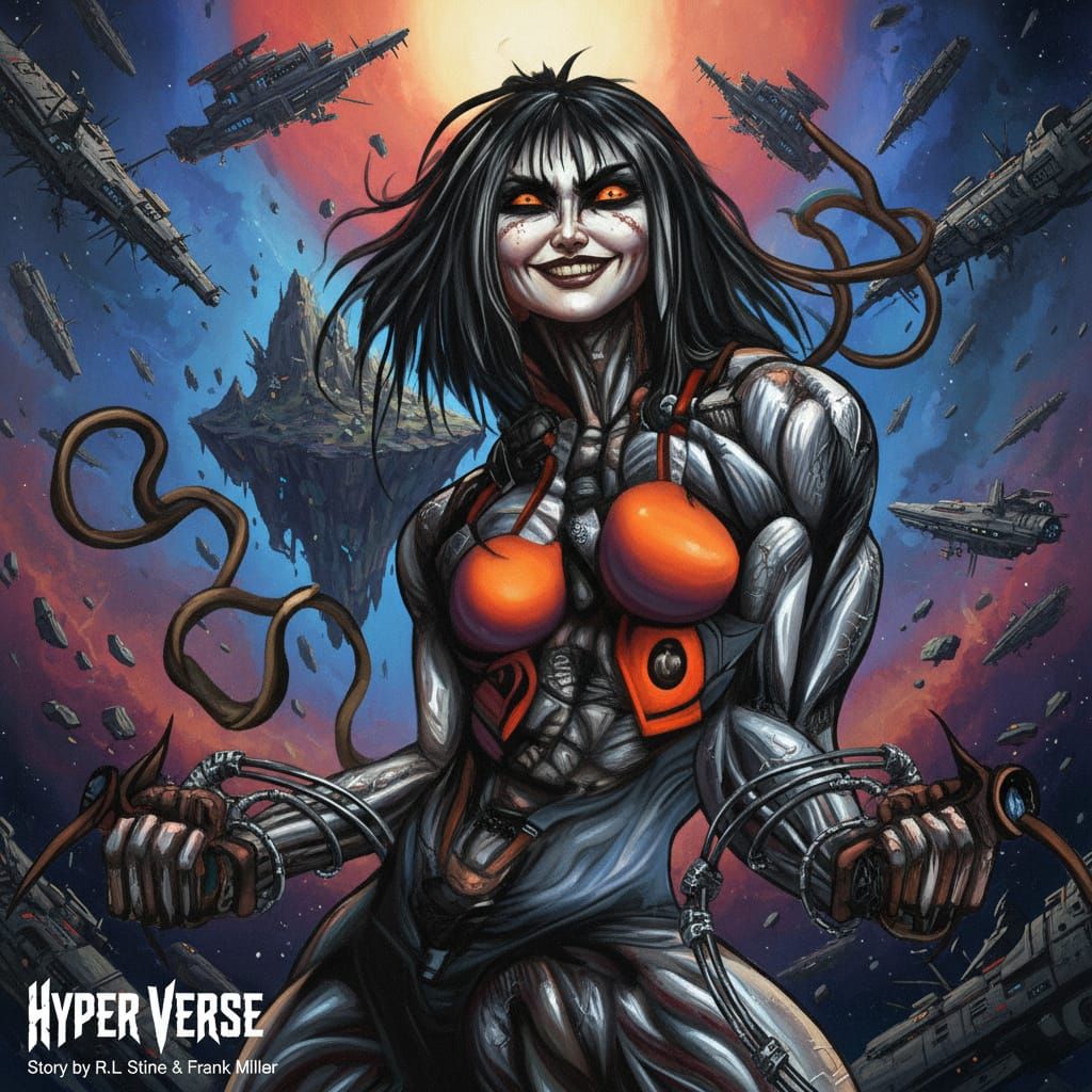 Creepy Muscle Goddess in Space Horror Style