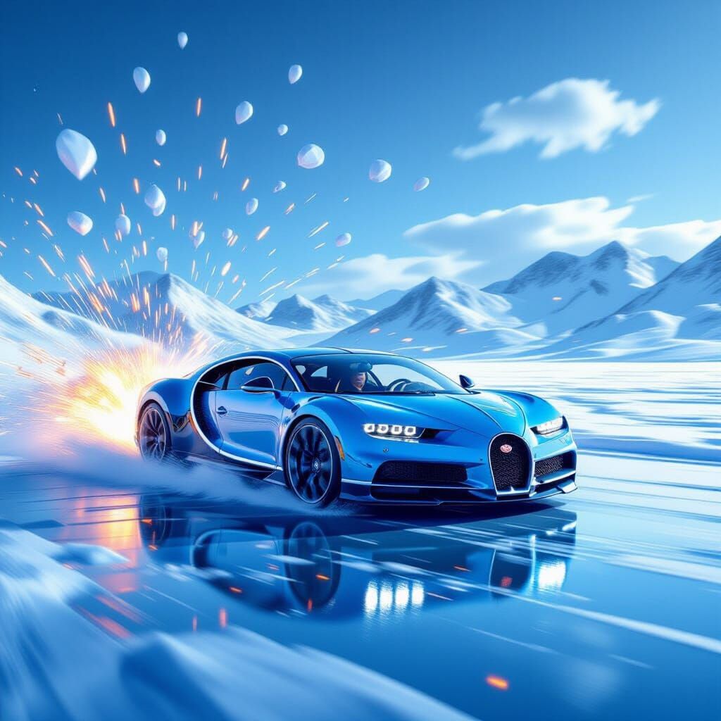 Bugatti Chiron on Ice: A Futuristic Car Chase