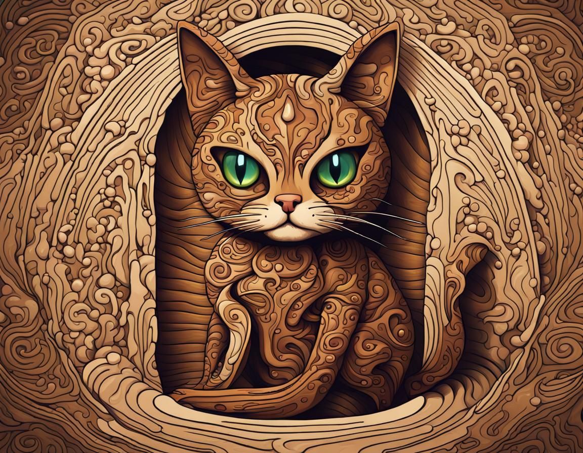 Cartoon Cat in a Taco Optical Illusion