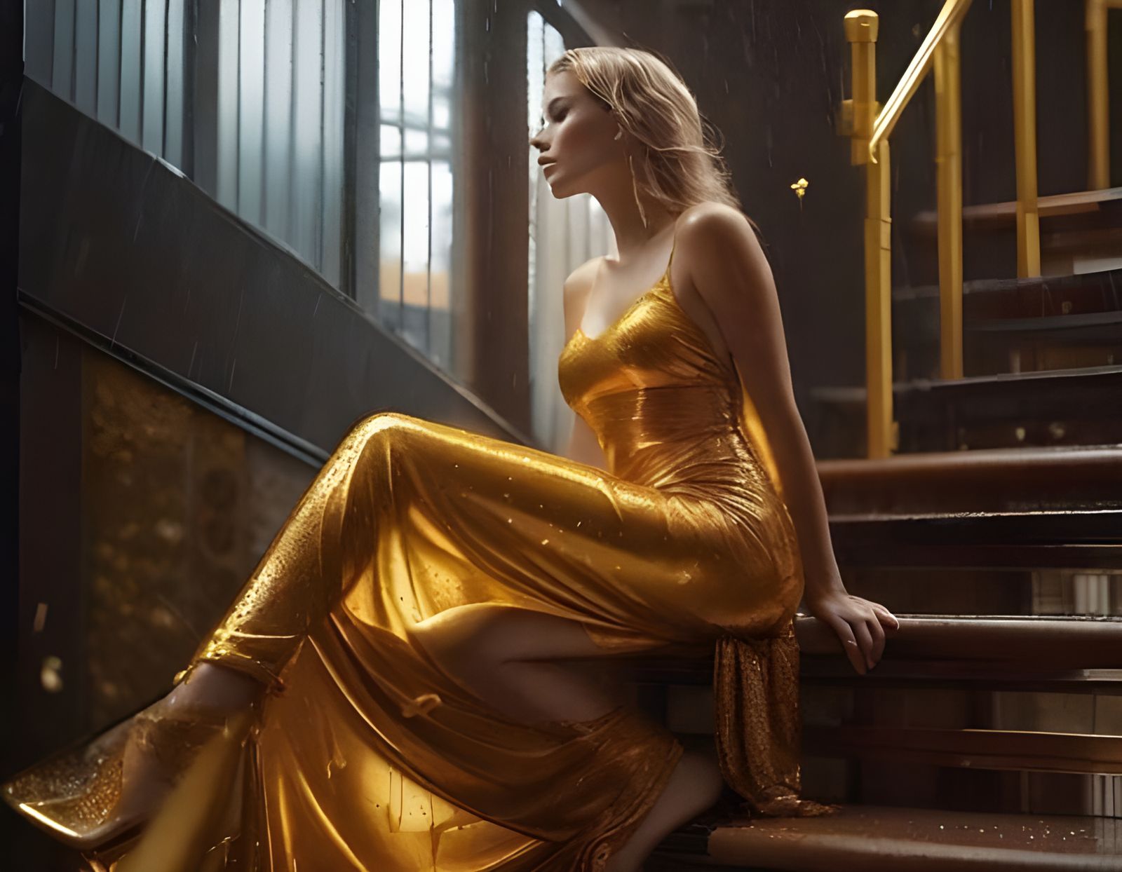 Woman Bathed in Golden Light