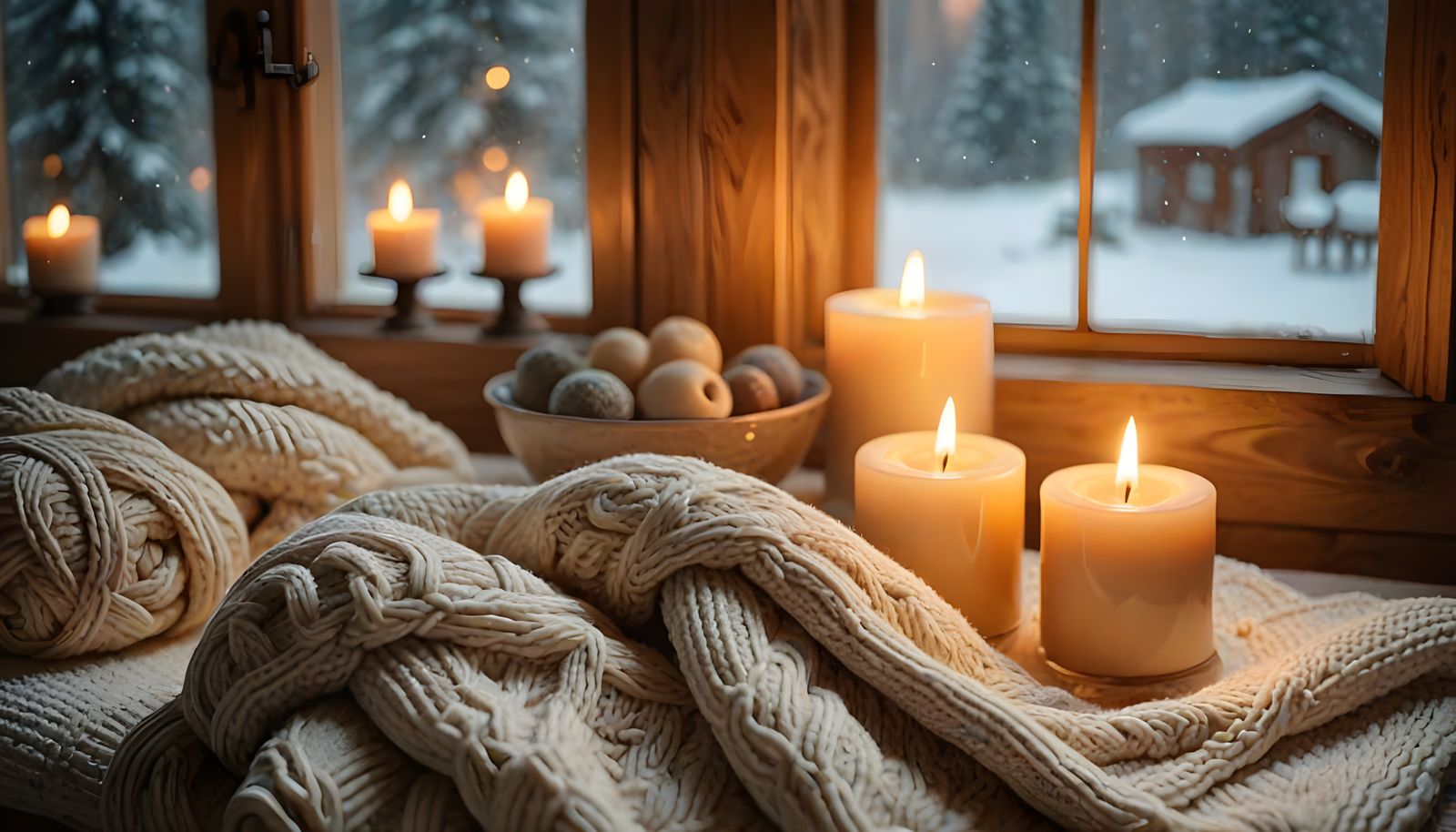Cozy Winter Still Life with Candles