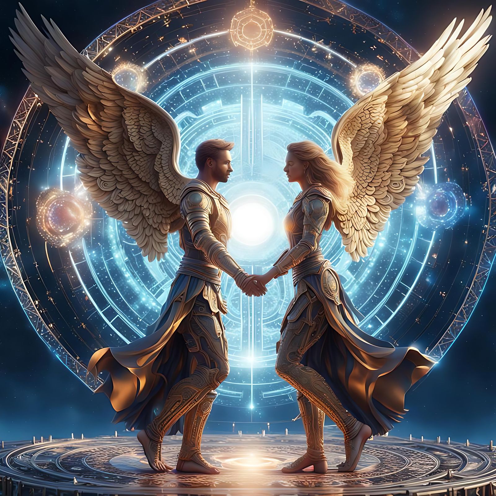 Angels Dancing in Psychedelic Cosmic Heaven