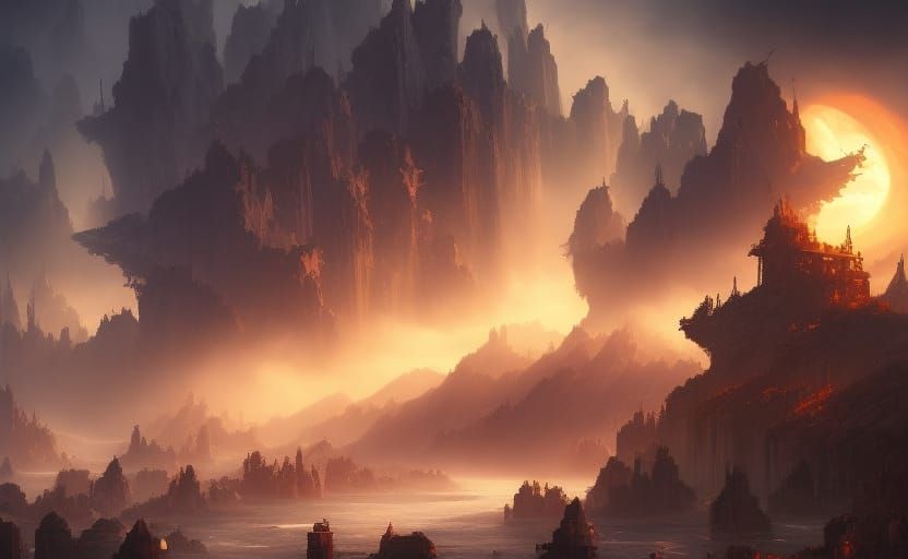 Fantasy Adventurers Explore Hellish Wasteland in Anime Style