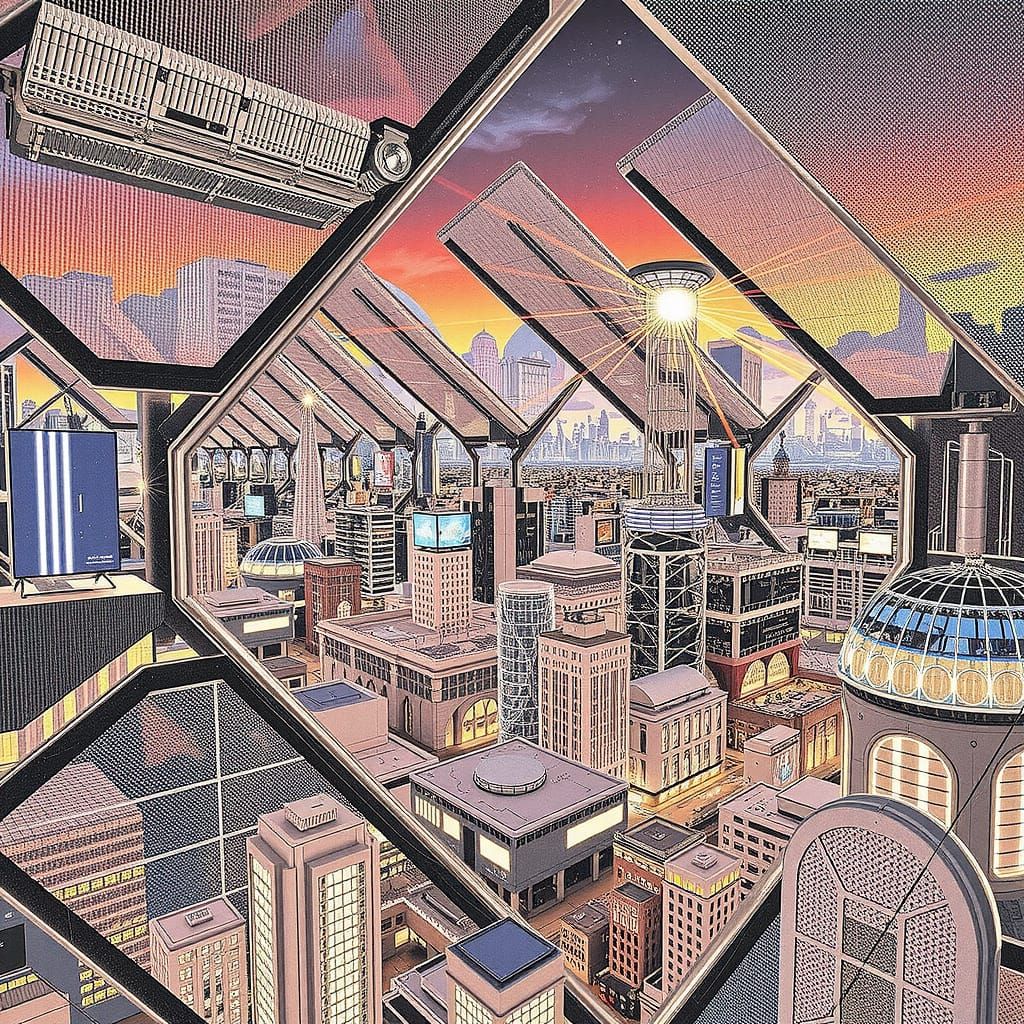 Sleek Futuristic Cityscape at Night in Neon Lights