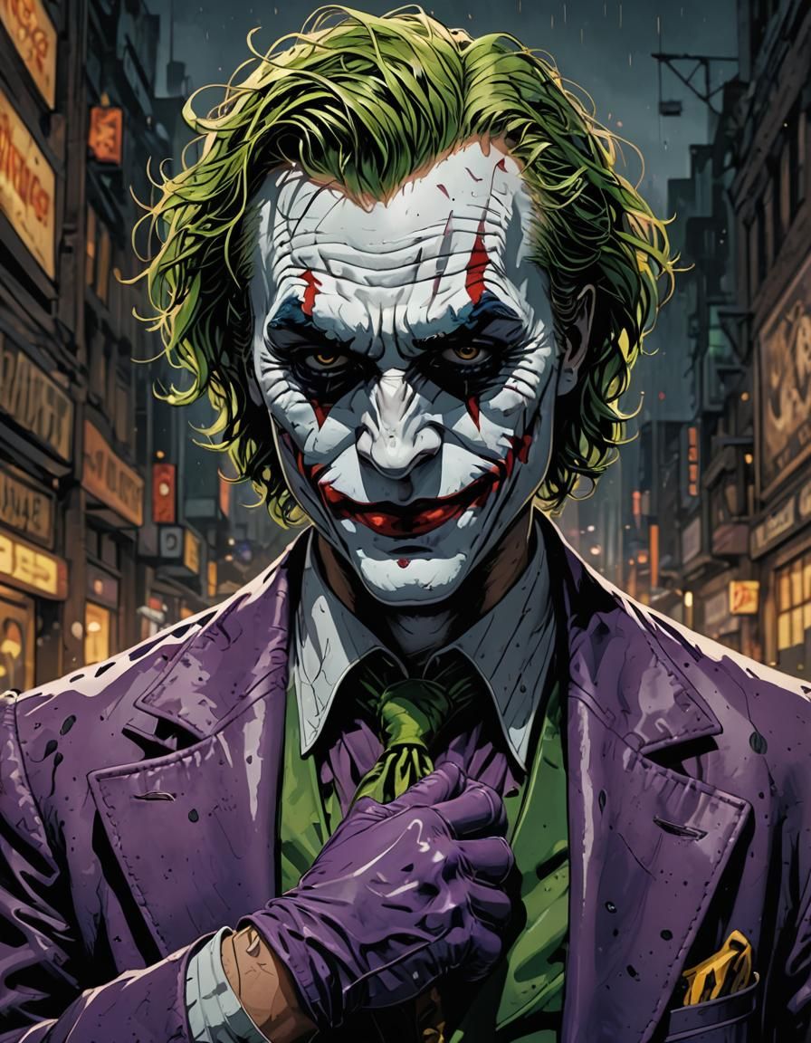 Joker Comic Book Art in Cel-Shaded Style