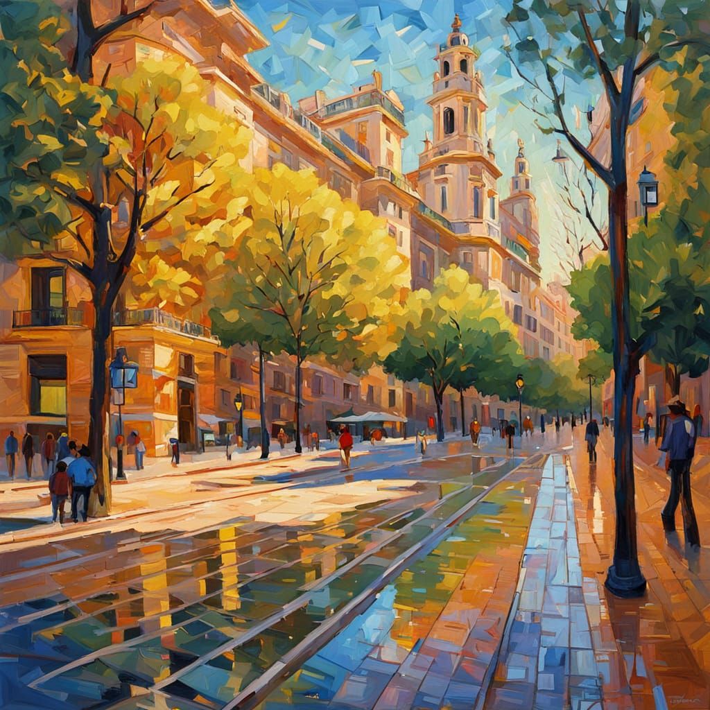 Madrid in Expressionist Oil Painting Style