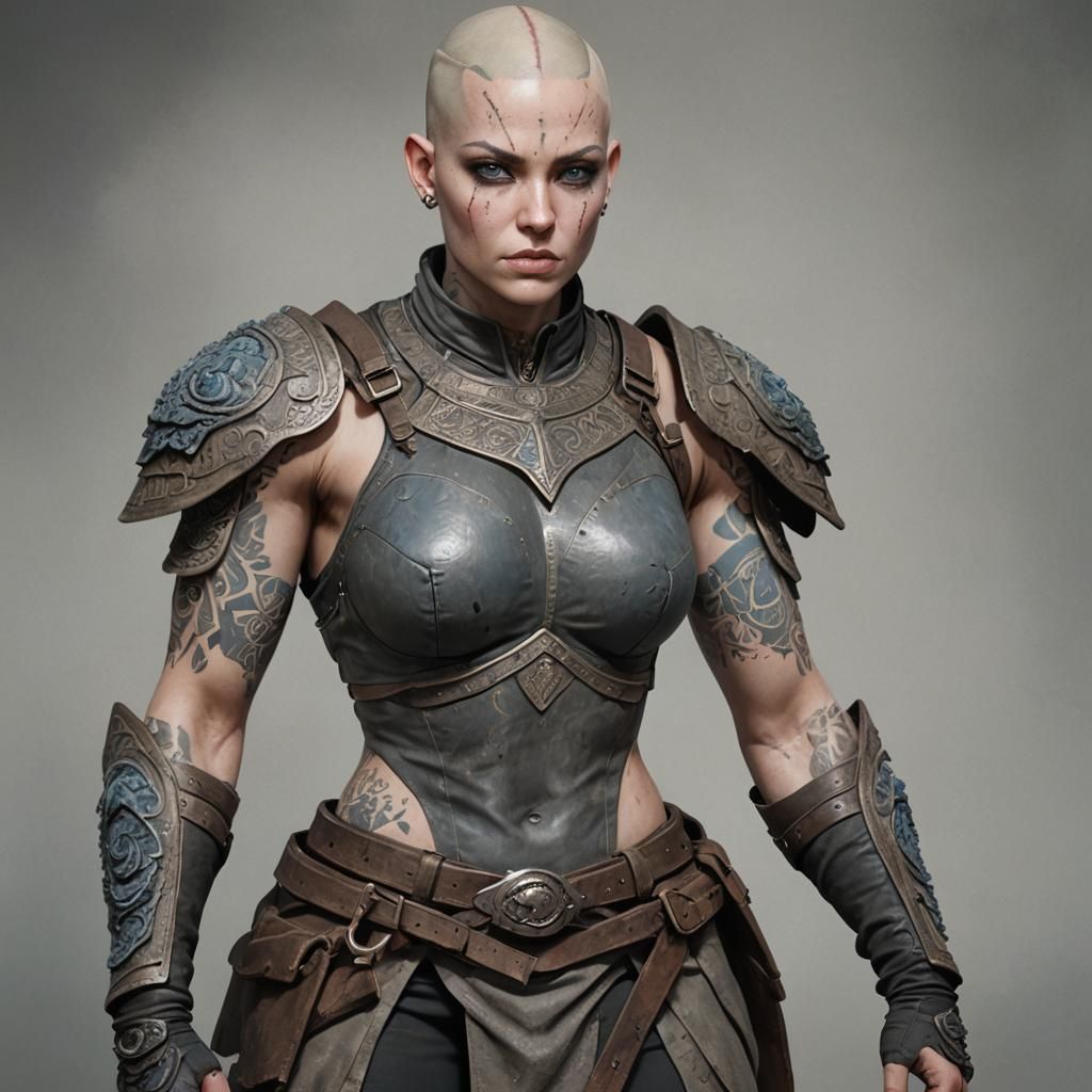 Goliath Ranger with Tattoos: Dark Fantasy Concept Art