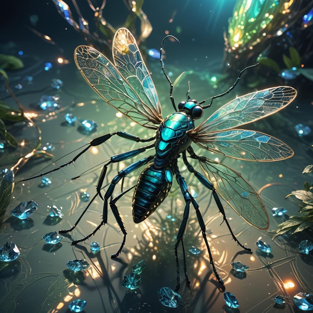 Humanoid Mosquito in Iridescent Armor: Fantasy Concept Art