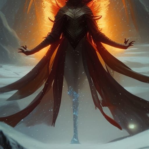 Majestic Winter Phoenix in Dark Fantasy Style