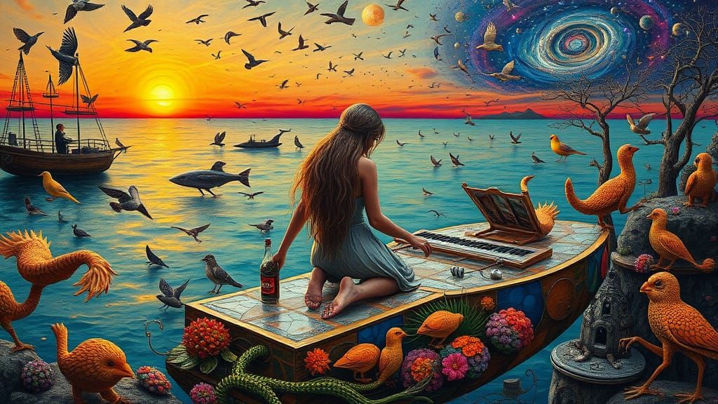 Psychedelic Floating City Inspired by Bosch and Haeckel