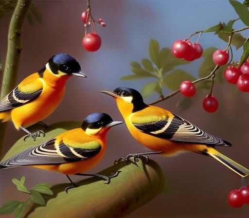Orioles Singing Portrait, Digital Art Masterpiece