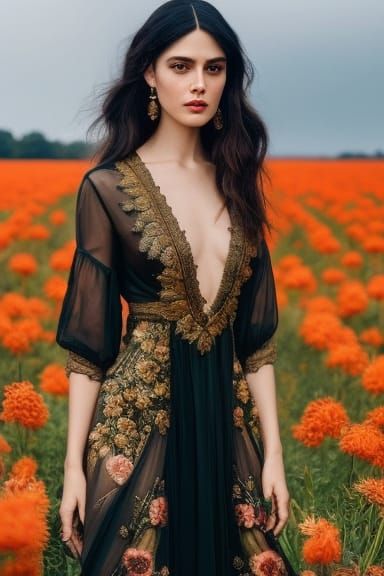 Mystical Florist Enchantress by Raja Ravi Varma's Inspiratio...