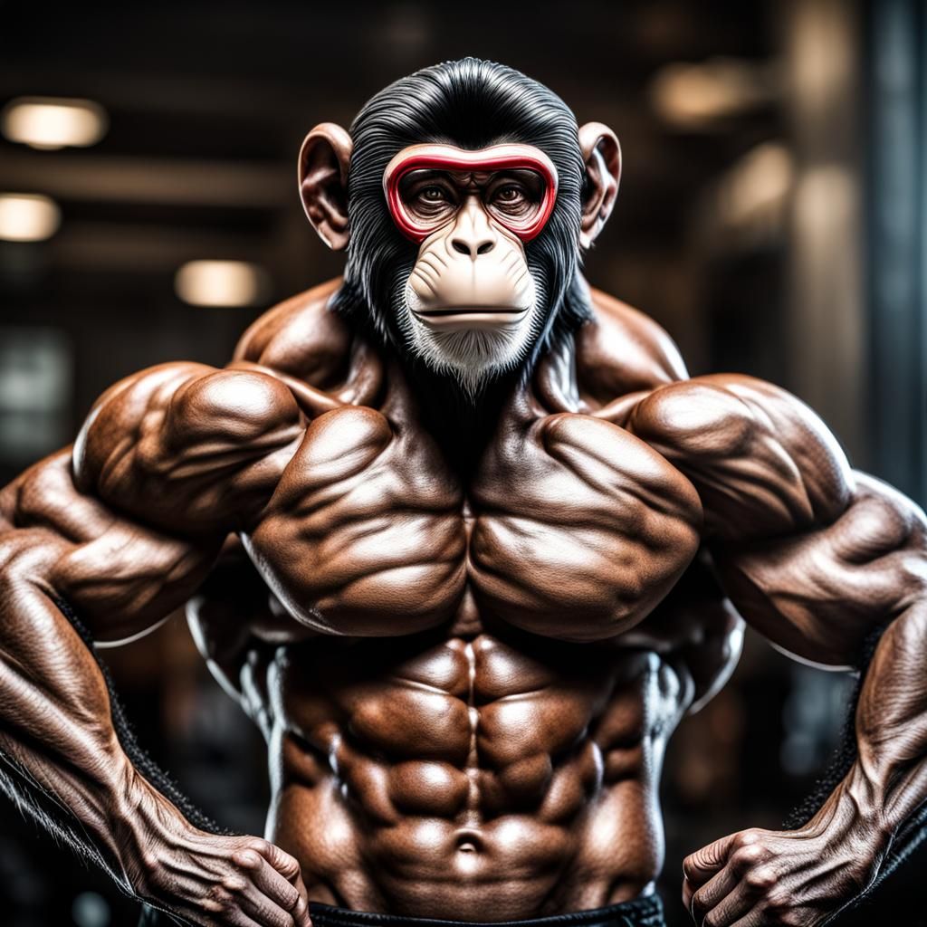 Hyperrealistic IFBB Pro Physique Monkey in HDR
