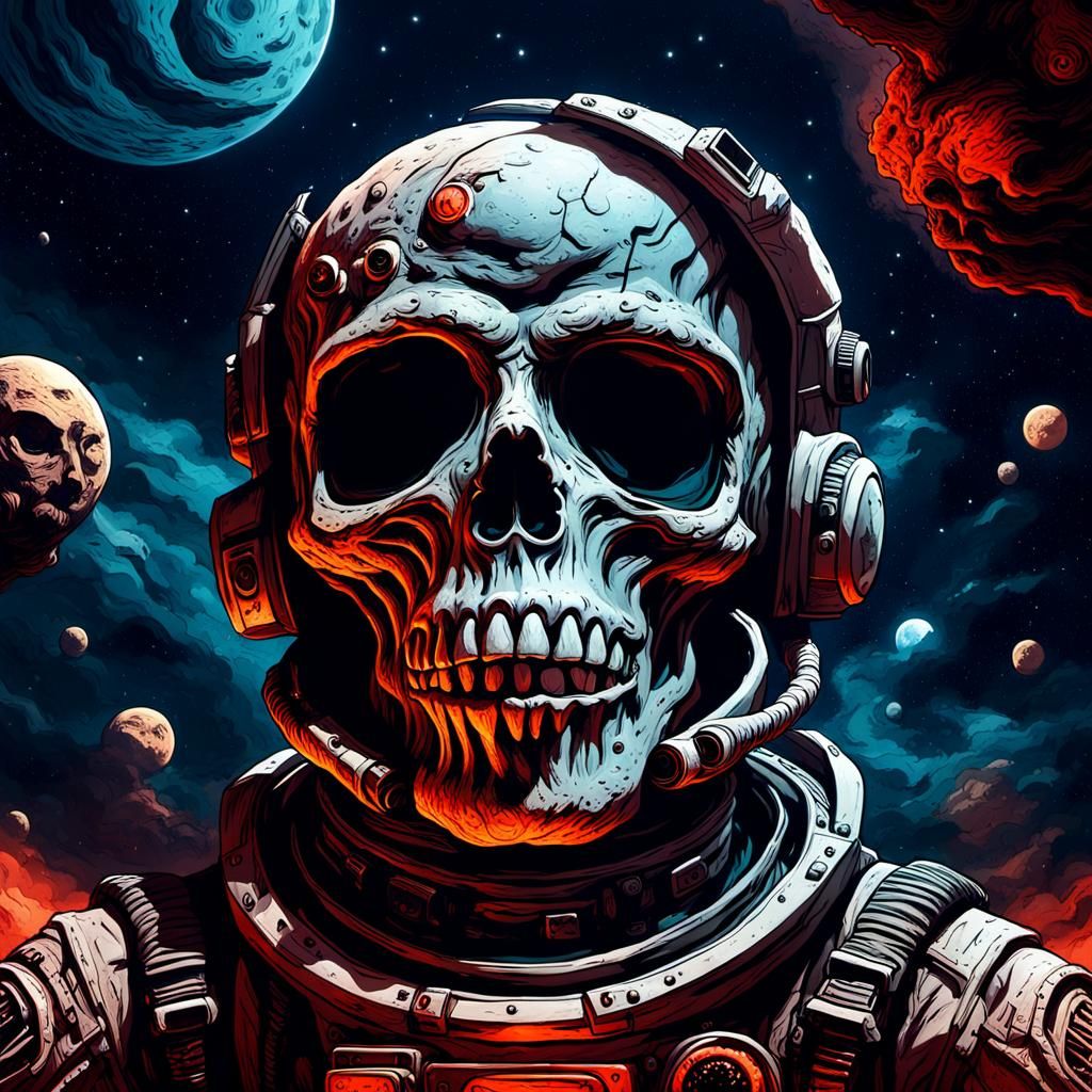 Astronaut on Moon in Dark Surrealism Style