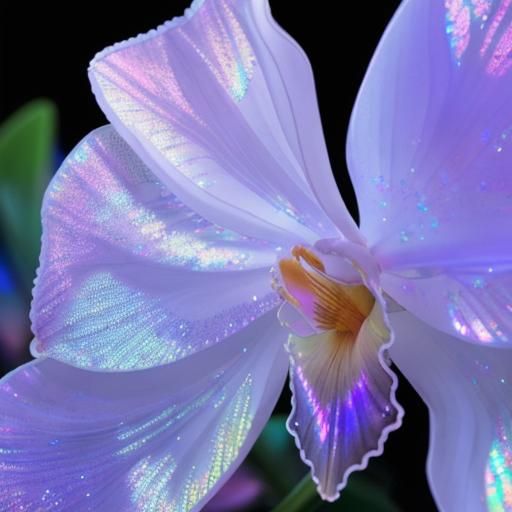 Hyperdetailed Iridescent Silk Orchid in Synthwave Style